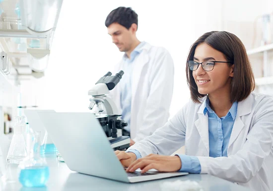 two researchers working in a laboratory
