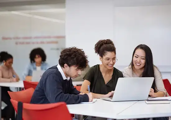 a group of students looking at post-secondary college options in the United States